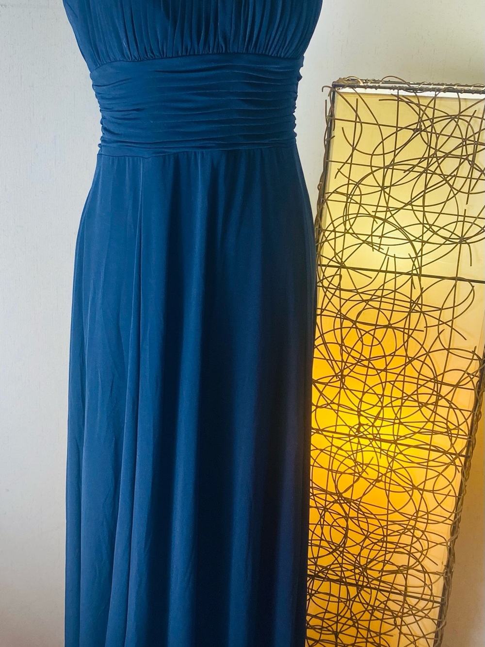 Signature by Sangria Deep Navy Blue Pleated Empire Maxi Dress